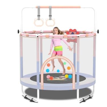 Imagem de Blanketown Mini Trampolim De 5 Pés Para Crianças - Infantil Interno Com Rede Segurança Aprovado Pela Astm Rosa