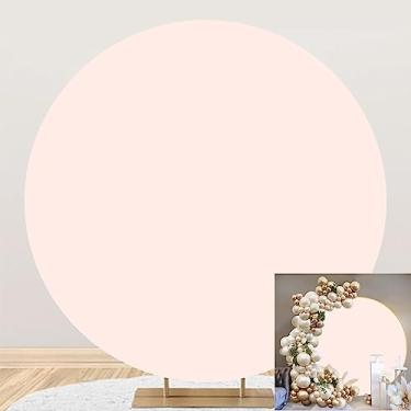 Imagem de TTQYFNM Capa de fundo redonda rosa claro de 1,5 x 1,5 m de poliéster puro rosa bebê cor sólida fundo fotográfico para chá de bebê recém-nascido, meninas, decoração de festa de aniversário, faixa de