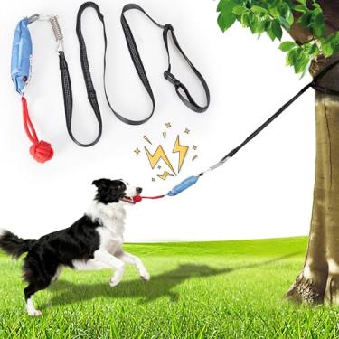 Imagem de Brinquedo de cabo de guerra de árvore de cachorro com barulho, puxador de corda para uso ao ar livre, brinquedo de auto brincar para mastigadores agressivos, cabo de guerra durável para cães com bola