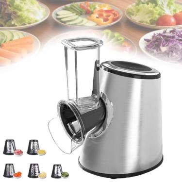 Imagem de Ralador De Queijo Rotativo De 800 W, Ralador De Queijo EléTrico,5 LâMinas De AçO InoxidáVel, FáCil De Limpar, OperaçãO Com Um Clique Para Saladas, Burritos, Pizzas E Sobremesas