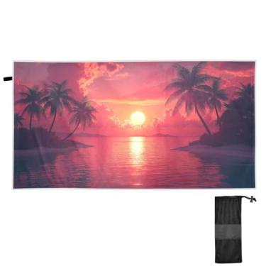 Imagem de Blueangle Toalha de praia de palmeiras do pôr do sol - Toalhas de viagem compactas e leves - Toalha de secagem rápida super absorvente para natação, acampamento e férias (158)