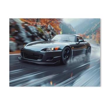 Imagem de HouLaiZhe Rainy Day Speed Jdm Car S2000 pôsteres em tela estética para quarto decoração de parede pinturas de parede para quarto sala de estar escritório 18 x 24 polegadas (45 x 60 cm)