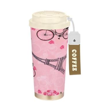 Imagem de Wassud Caneca de café isolada de torre caprichosa para viagem copo à prova de vazamento com tampa e canudo garrafa de água de aço inoxidável para café quente/gelo, chá e cerveja