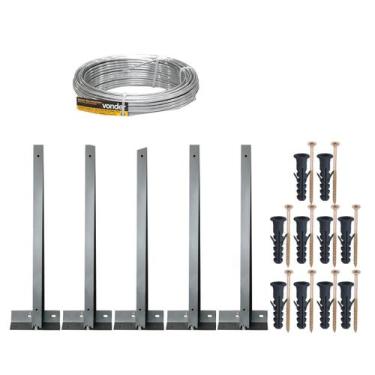 Imagem de Kit 05 suporte haste concertina 30cm tipo base p 15 metros - DIVERSAS