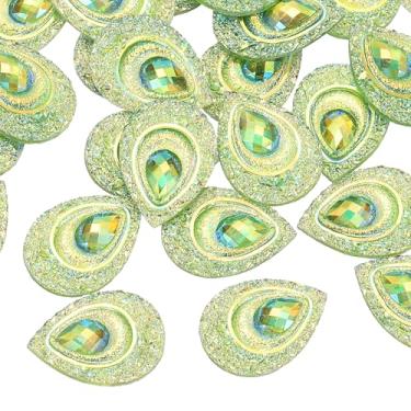 Imagem de PATIKIL Strass olho de cavalo, 18 x 25 mm, 30 peças, gota de lágrima, costurar em strass, olho de pavão, reta, água, resina, pedras para decoração de artesanato, roupas, bolsas, vestido, verde claro