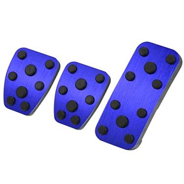 Imagem de X AUTOHAUX Kit de capa antiderrapante de liga de alumínio para pedal de carro acelerador de freio a gás e embreagem para Subaru Impreza GE GH GR GV Forester SG SH SJ azul