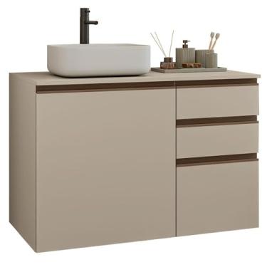 Imagem de Gabinete Suspenso para Banheiro 100cm 1 Porta 3 Gavetas Crema Nice Madesa 03