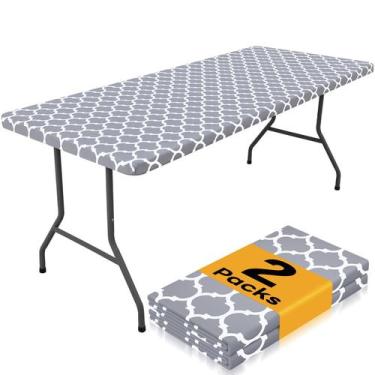 Imagem de Toalha de mesa Smiry Retangle, elástica impermeável de 6 pés, pacote c
