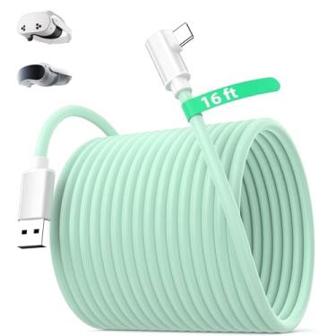 Imagem de Jiunai 16FT VR Link Cable for Meta Quest 3S 2 Pico 4 Oculus Quest 2 Pro Accessories, USB 3.1 Speed PC Data Transfer, USB A to USB C Cord for Steam PC Virtual Reality Game Headset - Green