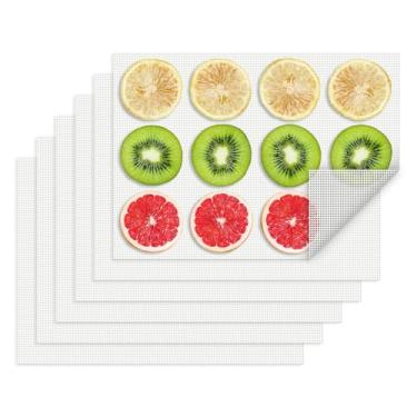 Imagem de Folhas de desidratador de silicone 6 peças, tapete antiaderente reutilizável 28 x 20 cm para desidratador de alimentos liofilizador para evitar derramamentos de alimentos, bandejas desidratadoras de