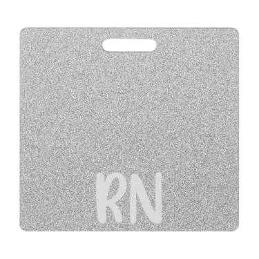 Imagem de PATIKIL Porta-cartão RN, 1 porta-cartão de identificação com glitter, etiqueta de identificação de nome horizontal RN acessórios para mulheres, colegas de trabalho, presentes de trabalho, prata