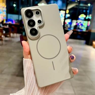 Imagem de Capa magnética fosca à prova de choque para Samsung Galaxy S25 Ultra S24 S23 Fe S22 A17 A07 A56 A36 A26 A16 A54 (para Galaxy A14 4G/Cinza)