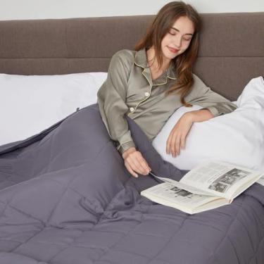 Imagem de Cobertor Pesado Ponderado Ideal Adultos Queen Size Respirável Refrescante Contas De Vidro Premium Macio Grosso Todas As Estações 7kg Alivio Da Ansiedade Autismo Esferas Microfibra – 1,58m x 1,98m