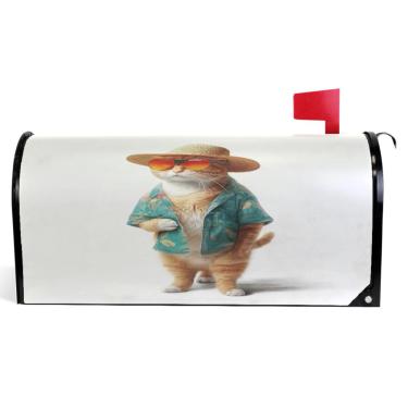 Imagem de TSENQUE Capas decorativas para caixa de correio de vinil magnético, envoltórios de caixa de correio de inverno, engraçados, animais, gatos, decorações modernas de caixa de correio, tamanho padrão