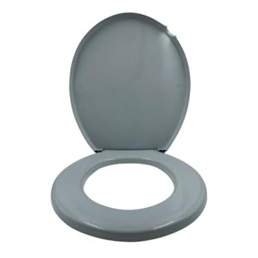 Imagem de Assento de Vaso Sanitário Chapéu de toalete oval com tampa, adapta-se à maioria dos tamanhos(CINZA ESCURO (INJETADO))