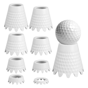 Imagem de Fukaisu 8 camisetas de simulador de golfe, 8 tamanhos 0,4-2 pol/1-5 cm de altura camisetas de golfe de plástico durável para treinamento de simulador interno e externo (branca)