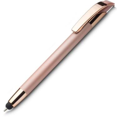 Imagem de Caneta esferográfica em metal Emborrachada com ponta touch escrita em azul. Design moderno e Anotações (Rosa 1)