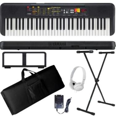Imagem de Teclado Musical Yamaha PSR-F52 61 teclas + Suporte + Capa + Fone Branc