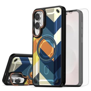 Imagem de Asuwish Capa de celular magnética para Samsung Galaxy S25 Edge com protetor de tela de vidro temperado e suporte rígido de proteção de carregamento sem fio pintado S25Edge 25S S 25 25Edge feminino