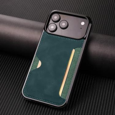 Imagem de HTVJFXCapa de celular retrô de luxo para iPhone 15 com função de inserção de cartão (para iPhone 15/lv)