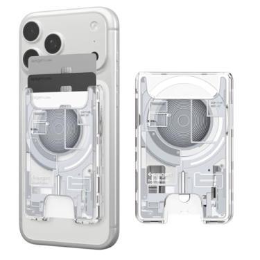 Imagem de Spigen Carteira MagSafe, comporta 3 cartões, compatível com iPhone 17/16/15/14/13/12, série Pixel 10, capa MagSafe e Pixelsnap, porta-cartões transparente - Zero One White Ver 2