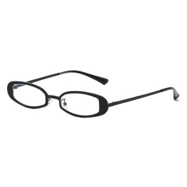 Imagem de Óculos de Sol UV400 - Armação Oval Pequena de Metal Estilo Punk com Lentes Transparentes para Homens e Mulheres, Ideal para Esportes ao Ar Livre, Corrida e Ciclismo, Preto e Transparente