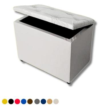 Imagem de Retangular puff baú organizador de espaço design decorativo ambiente -