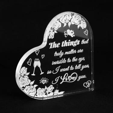 Imagem de Placa de Acrílico para Presente, Placa em Formato de Coração Aniversário Namoro Casamento Presente Atencioso para Namorada Caseiro Escritório