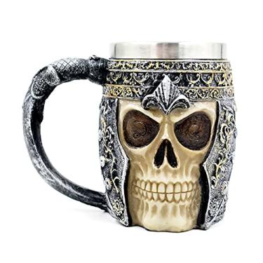 Imagem de Caneca de Cerveja Caveira 450ml Copo Aço Inoxidável para Café Água e Bebidas Escritório Lar Restaurante Presente Halloween
