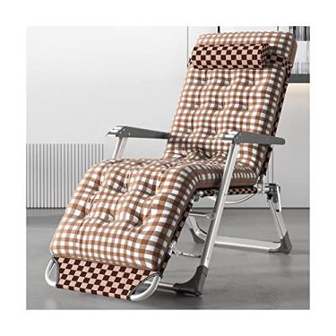 Imagem de ONDHGFBGB Espreguiçadeira dobrável ajustável reclinável com travesseiro e apoios de braço de massagem ao ar livre para pátio, jardim, praia, piscina, acampamento, berço, moldura de aço