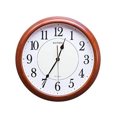 Imagem de AkosOL Relógio de parede luminoso de 35,5 cm, design silencioso de madeira maciça, luzes noturnas, relógio de parede redondo para sala de estar e quarto