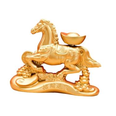 Imagem de Generic Estátua de Cavalo 2026 Ano do Cavalo Ornamento Mascote Dourada Escultura Decorativa Feng Shui para Prateleira Sala de Estar Presente de Inauguração