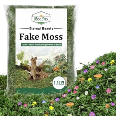 Imagem de ZeeDix Musgo artificial falso para decoração de artesanato, 500 g DIY musgo verde para vasos de plantas internas, terrários, jardins de fadas, mesa de musgo decorativo falso, centro de mesa, festa de
