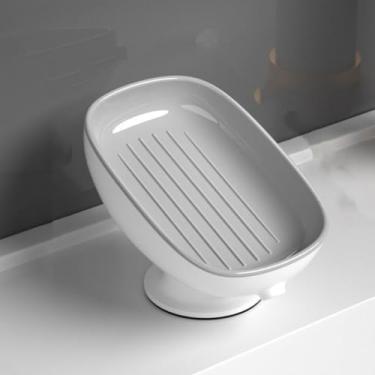 Imagem de Saboneteira cinza Economia de espaço Rápida Auto Drenagem Ventosa Suporte de Sabonete Organizador para Banheiro Banheira Cozinha