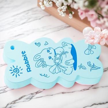 Imagem de Esponjas de banho para chuveiro | Esponjas de banho com padrão de coelho para banho esfoliante | Lavagem de pano macio de limpeza para a pele das costas, rosto, viagem, acampamento, banheiro, chuveiro