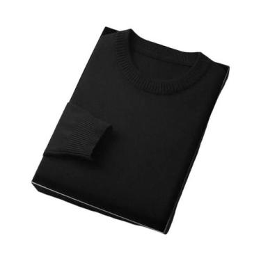 Imagem de Suéter Masculino Slim Fit Com Gola Redonda, Leve, Tricotado, Manga Lon