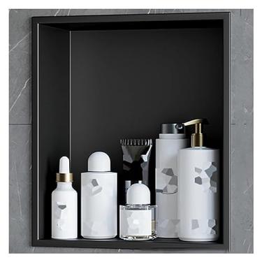 Imagem de Nicho de chuveiro de aço inoxidável - prateleira de armazenamento impermeável, organizador embutido preto para banheiro, cozinha, sala de estar, café, escritório e hotel - elegante e durável (tamanho
