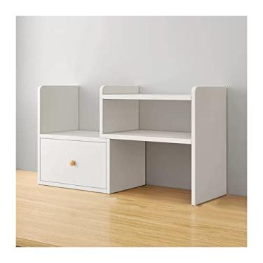 Imagem de Armário de arquivo de madeira para mesa com 1 gaveta ajustável organizador de mesa estantes de armazenamento prateleira para escritório, casa, cozinha (branco) suporte de impressora, escritório em