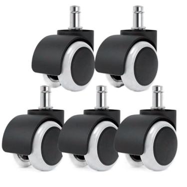 Imagem de 5 peças de rodas giratórias universais de 5 cm para cadeiras de jogos e escritório, rolos de carrinho, ferragens para móveis - Rodízios de substituição duráveis (branco)