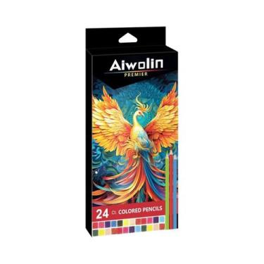 Imagem de Conjunto De 24 Lápis De Carvão Coloridos Premium Para Desenho, Giz Pas