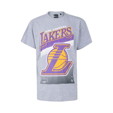 Imagem de Camiseta Básica Masculina Estampada Plus Size Los Angeles Lakers Cinza Mescla N592A - NBA