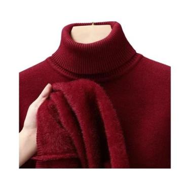 Imagem de Suéter Masculino Slim Fit De Manga Longa Com Gola Alta, Anti-Pilling, 