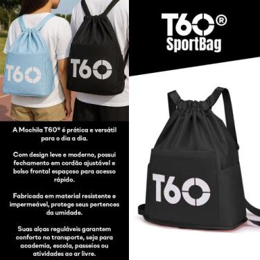 Imagem de Mochila Esportiva T60 Impermeável Academia Natação Fitness, Preto