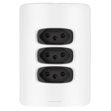 Imagem de Conjunto 3 Tomadas 10A - Alumbra Gracia Branco / Preto