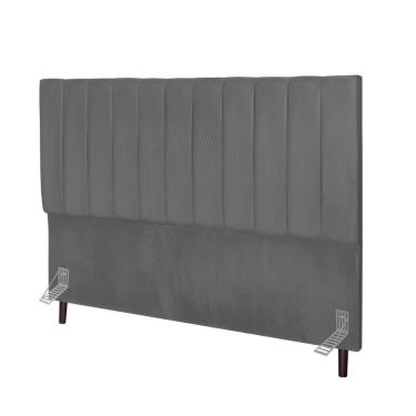 Imagem de Cabeceira Cama Casal Box Queen Size 160 Cm Carolina Corino E Frame Cor:cinza