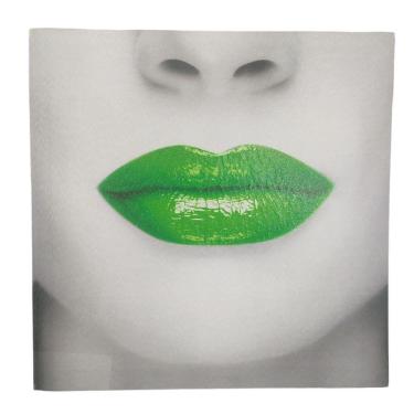 Imagem de Quadro Boca Batom Verde Moldura 40x40 Textura Pop Lipstick Sala Quarto Recepçao Enfeite Decoraçao