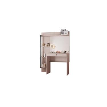 Imagem de Penteadeira Camarim com Espelho 1 Gaveta 4 Prateleiras Encanto 100cm Off White - JCM Móveis