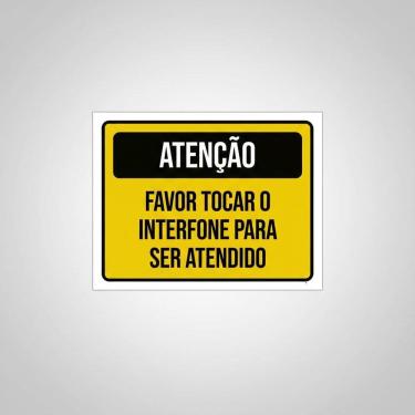 Imagem de Placa Acm Favor Tocar Interfone Amarela 18X23