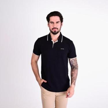 Imagem de Camisa Polo Calvin Klein Regular Frisos Preta-Masculino