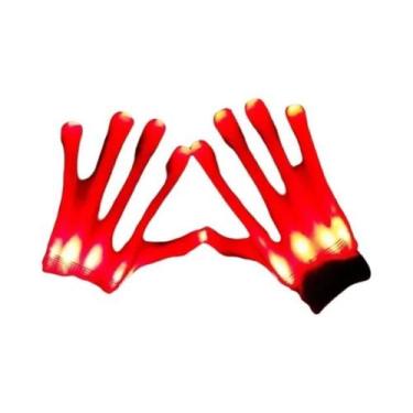 Imagem de Luvas LED Neon Luminosas Com Caveira Piscante Para Festa De Halloween,